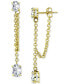 ფოტო #3 პროდუქტის Cubic Zirconia Front to Back Chain Drop Earrings in 18k Gold-Plated Sterling Silver, Created for Macy's