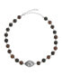 ფოტო #1 პროდუქტის Silver-Tone Hail Mary Beaded Prayer Semi Precious Genuine Brown Obsidian Necklace