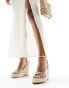 Glamorous Wide Fit espadrille wedge heeled sandals in gold