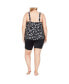 Фото #3 товара Plus Size V-Neck Tiered Print Tankini Top