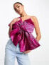 Фото #7 товара Collective the Label exclusive metallic bow crop top in pink