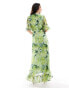 Фото #3 товара Hope & Ivy ruffle wrap maxi dress in green floral