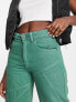 Cotton On panel straight leg jeans in green