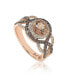ფოტო #1 პროდუქტის Suzy Levian Sterling Silver Cubic Zirconia Braided Halo Brown Bridal Engagement Ring