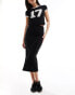 Фото #1 товара Pieces ribbed column midi skirt in black