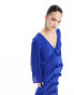 Pretty Lavish long sleeve ruffle maxi dress in cobalt blue