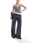 Фото #2 товара Miss Selfridge fold over waistband trouser in grey