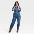 Фото #2 товара Women's Long Sleeve Denim Jumpsuit - Universal Thread Indigo 8