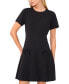 Women's Short-Sleeve Fit & Flare Bow-Trim Dress