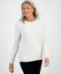 ფოტო #1 პროდუქტის Petite Chenille Cable-Knit Sweater, Created for Macy's