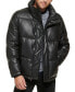 Men's Faux Leather Classic Puffer Jacket