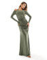 Фото #1 товара ASOS DESIGN halter layered bardot maxi dress in khaki