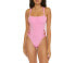 Becca by Rebecca Virtue Side Twist Cut Out One Piece Swimsuit Pink Size Medium