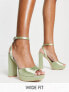 Фото #1 товара Be Mine Wide Fit Vanyaa platform heeled sandals in sage green