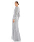 Women's Sequined Wrap Over Bishop Sleeve Gown