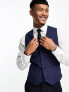 ASOS DESIGN super skinny suit waistcoat in navy micro texture