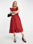 Vero Moda Aware cross front midi dress with frill detail in red