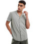 New Look short sleeved soft seersucker shirt in light khaki