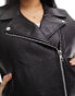 ONLY Curve faux leather biker waistcoat in black