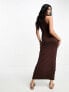 ASOS DESIGN sleeveless maxi dress with twist drape in chocolate