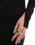 Pieces ribbed button through midi dress with side split sleeves in black