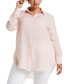 Plus Size Easy Linen Long Sleeve Button-Down Shirt