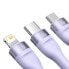 Фото #3 товара Kabel 3w1 do szybkiego ładowania USB USB-C Micro-USB Iphone Lightning 1.2m fioletowy