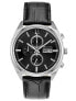 Фото #1 товара мужские наручные часы с черным кожаным ремешком Bulova 96C133 Classic Chronograph 42mm 3ATM