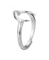 Fine Silver-Plated Cubic Zirconia Crescent Adjustable Ring