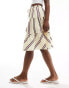 ASOS DESIGN tiered knee length skirt in yellow and pink stripe