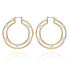 Gold-Tone Clear Glass Stone Chunky Hoop Earrings