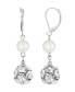 ფოტო #1 პროდუქტის Silver-Tone Imitation Pearl Crystal Fireball Drop Earrings