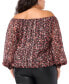 ფოტო #2 პროდუქტის Plus Size Floral Off-The-Shoulder Top