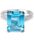 Blue Topaz (6 ct. t.w.) & White Topaz (1/4 ct. t.w.) Statement Ring in Sterling Silver