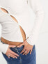 COLLUSION long sleeve textured cut out top in white