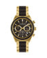 Men's Eco Power Watch with Solid Stainless Steel / Wood Inlay Strap IP-Gold, Chronograph 1-2115