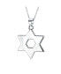 ფოტო #2 პროდუქტის Hanukkah Magen Judaic Blue Created Opal Inlay Star Of David Pendant Necklace For Bat Mitzvah For Women s Sterling Silver