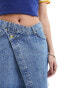 Фото #5 товара Something New Denim asymmetric mini skirt in medium blue wash