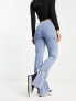 Фото #1 товара Urban Revivo bootcut flare denim jeans with graphic detailing in blue