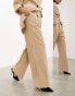 ASOS EDITION tailored relaxed wide leg trouser co-ord in taupe pinstripe Taupe mit Nadelstreifen, 38 - фото #3