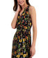 Women's Printed Faux-Wrap Sleeveless Pleated Fit & Flare Midi Dress