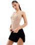 Фото #1 товара Aria Cove mesh boned corset top in mocha