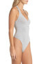 Felina 169134 Womens Modal Halter Thong V-neck Bodysuit Heather Gray Size Medium