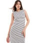 Фото #2 товара Vila ribbed midi tank dress with fringed hem in mono stripe