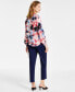 ფოტო #3 პროდუქტის Petite Printed Ruffled Peasant Blouse