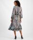 Women's Printed Satin Long-Sleeve Midi Dress