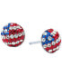 Фото #1 товара Cubic Zirconia Red, White, & Blue Stud Earrings in Sterling Silver, Created for Macy's