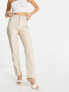 Abercrombie & Fitch curve love 90s straight faux leather trousers in oyster grey