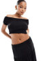 Фото #1 товара Vero Moda shirred lettuce edge cropped top co-ord in black