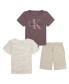 ფოტო #1 პროდუქტის Little Boys Set- 2 Logo T-shirts and French Terry Shorts, 3 piece set